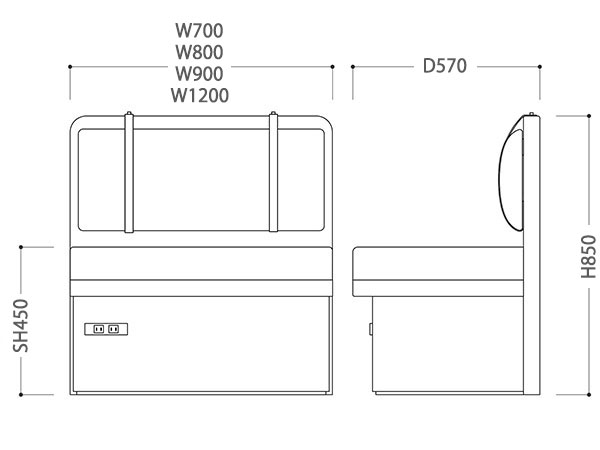 700・800・900・1200 コンセントオプション付きサイズ