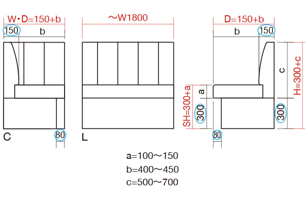 システムベンチ2型サイズ