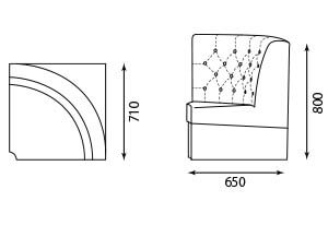 T-ボタン留めソファ コーナーサイズ