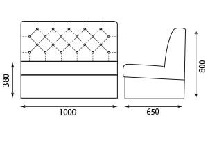 T-ボタン留めソファ W1000サイズ