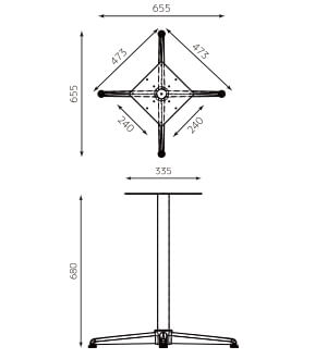 T-十字ベース脚 天板650×650用