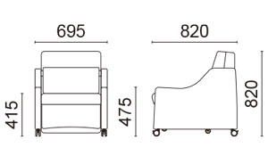 スリーパーチェアL1008 チェア時サイズ