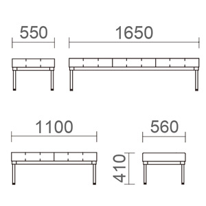 1/2/3人掛（背無）サイズ