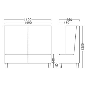 ミーティ右アームW1520サイズ