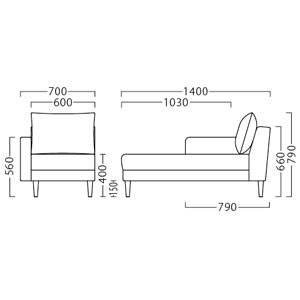 シェスタ右カウチサイズ