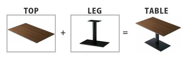 トップとレッグの組み合わせが多彩なシステムテーブル